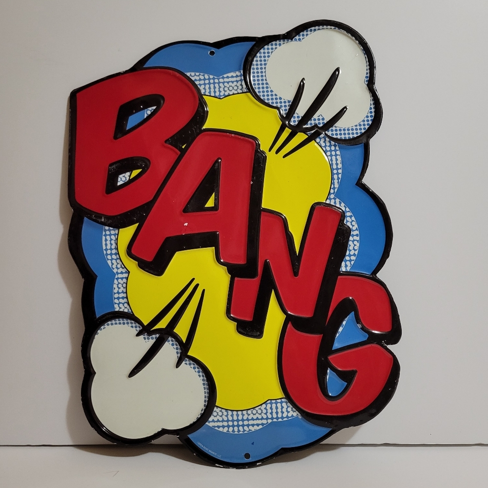 "BANG" Embossed Die Cut Tin Sign Metal Comics Wall Art